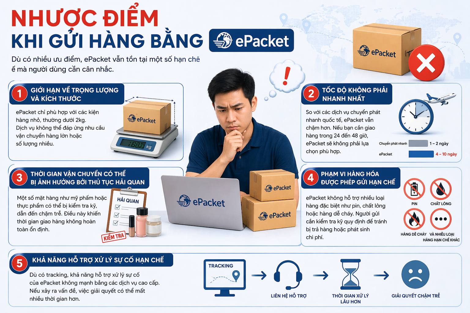 Nhược điểm khi gửi hàng bằng ePacket