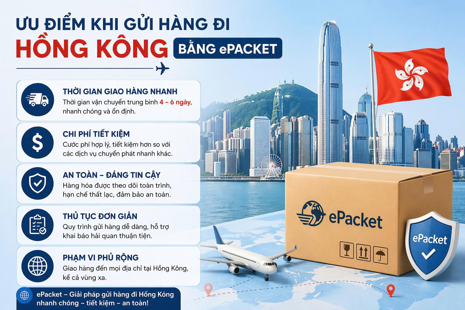 Ưu điểm khi gửi hàng đi Hồng Kông bằng ePacket