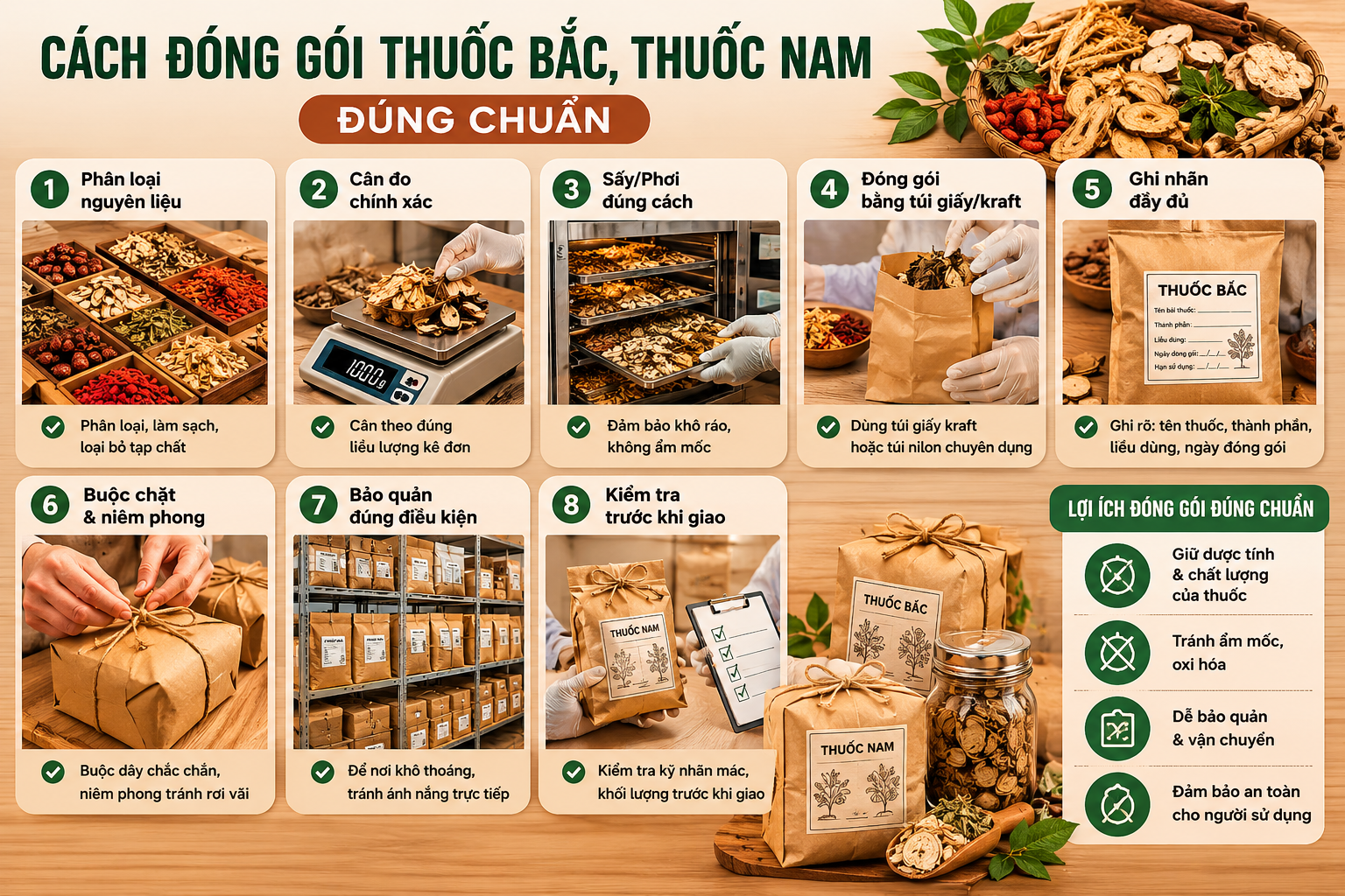 Cách đóng gói thuốc Bắc, thuốc Nam đúng chuẩn