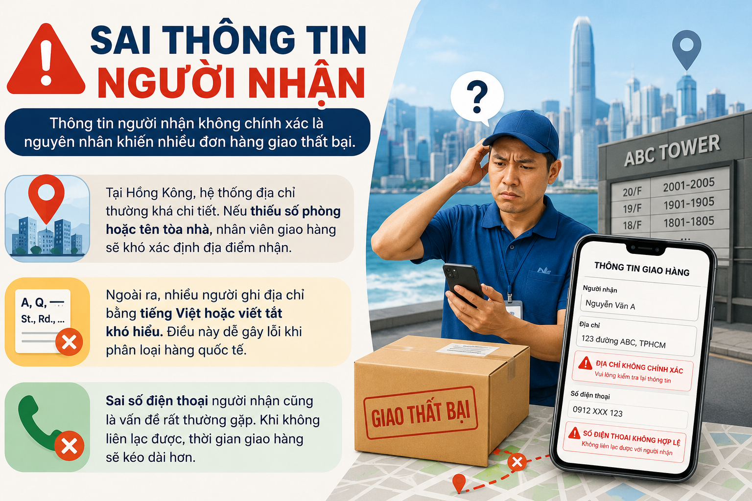 Sai thông tin người nhận